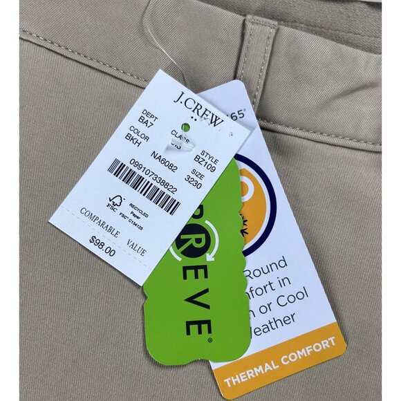 J.Crew Chinos TruTemp365 Pants Men's Slim Fit Sz 32x30 Thermal Comfort Beige NEW - Picture 16 of 16
